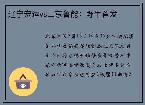 辽宁宏运vs山东鲁能：野牛首发